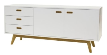 Tenzo 2175-001 Bess - Designer Sideboard, Untergestell Eiche massiv, 72 x 170 x 43 cm, weiß / eiche / lackiert matt - 