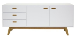 Tenzo 2175-001 Bess - Designer Sideboard, Untergestell Eiche massiv, 72 x 170 x 43 cm, weiß / eiche / lackiert matt -