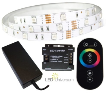 7 Meter RGB LED Streifen Set (30 LED/m, IP20) inkl. Controller, Funkfernbedienung und 6 A Netzteil -