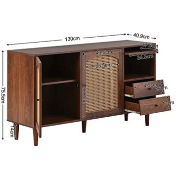 COSTWAY Sideboard Holz, Buffetschrank Mit Schiebet? Produktbild-Vorschau 1