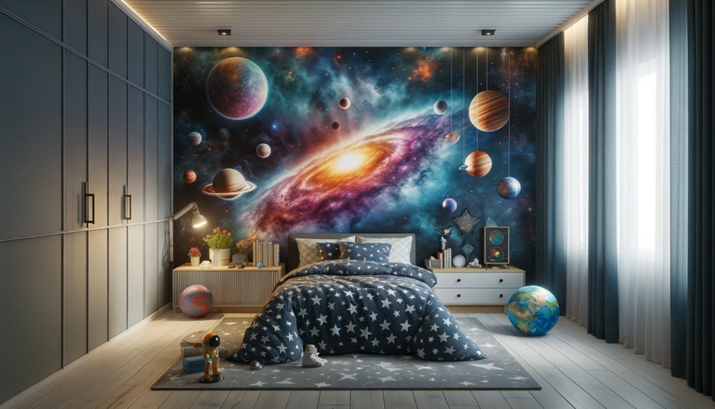 Kinderzimmer Wandgestaltung Weltraum